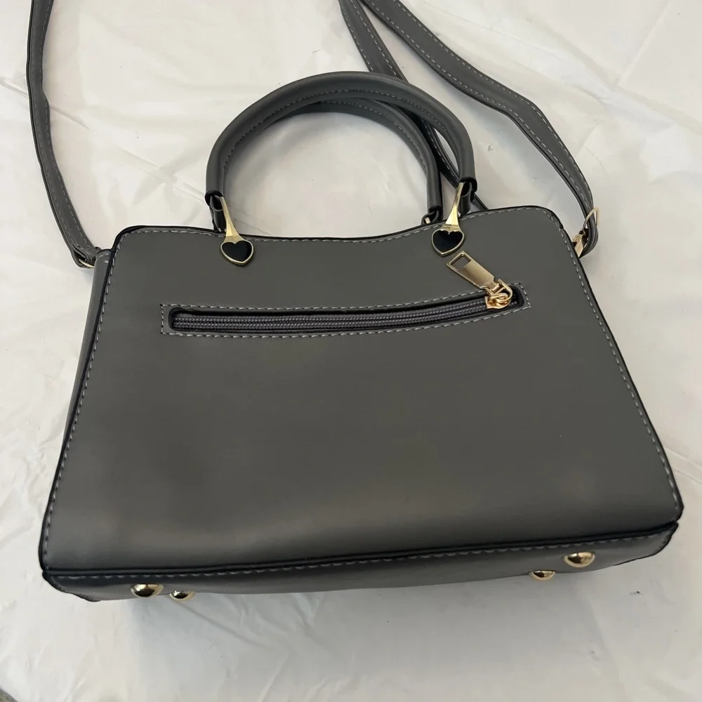 Danbaoly Handbag Shoulder Crossbody Gray Purse 9.5‎ X 7 X 4 Faux Leather Hearts